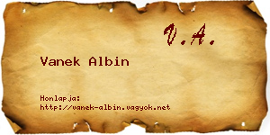 Vanek Albin névjegykártya